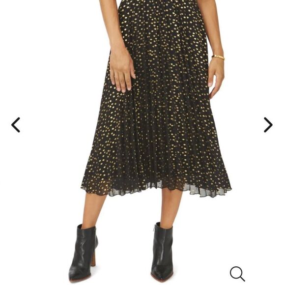 Vince Camuto Pleated Chiffon Foil Dot Maxi Skirt - Picture 2 of 10